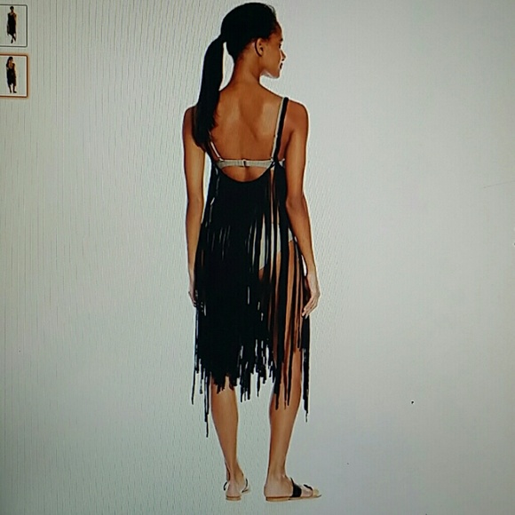 🔥HP🔥 Elan Black Fringe Dress Tunic Top - Picture 4 of 4